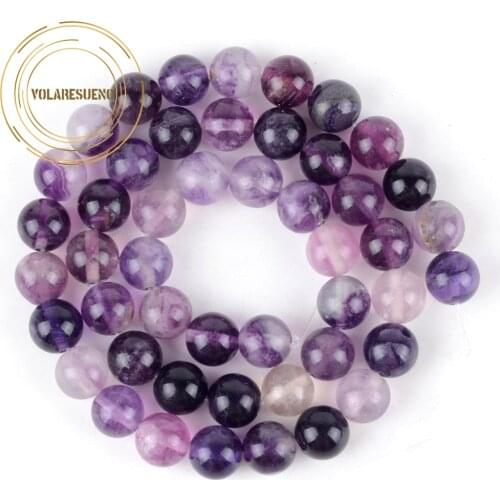 Natural Purple Fluorite Crystal Stone Beads Round Loose Beads For Jewelry Making Needlework Diy Bracelet Necklace 4 6 8 10mm 15