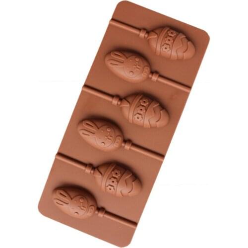 Easter Egg Rabbit Mold Pan Silicone Cake Molds Pudding Jelly Candy Cake Chocolate Soap Bakeware Round Lollipop Mould Cake Tools