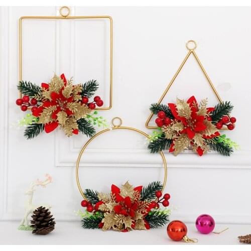 Artificial Christmas Flower Wreath Christmas Tree Decorations for Home Door Fake Flowers Xmas Ornaments 2021 New Year Decor 2022