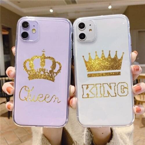 King Queen Crown Couple For Xiaomi Mi 11 11i 10 10T Lite POCO X3 NFC M3 Redmi Note 10 9 Pro 10S 9S 9T 8T 9A 9C 8A 8 Funds Cases