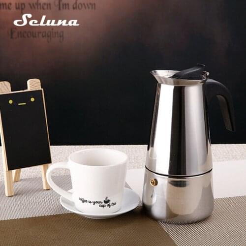 Stove Top Moka Coffee Pot Stainless Steel Filter Italian Espresso Coffee Maker 100/200/300/450ML Percolator Tool Mocha Cafetiere