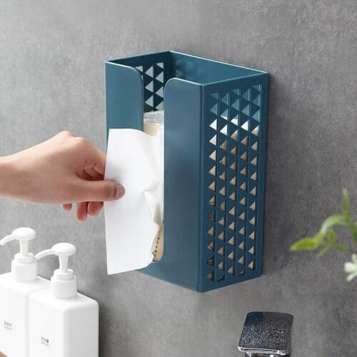 Tissue Box Wall Mounted Self Adhesive Napkin Holder Plastic Garbage Bag Dispenser Storage Rack Kicthen Car Hanging Organizer New
