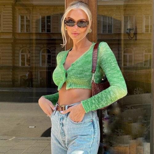 BBK Short Button Cardigan Knitted Sweater Crop Tops V Neck Femme 2021 Winter Clothing Elegant Sweet Girls Y2K Wool Sweater Ins H