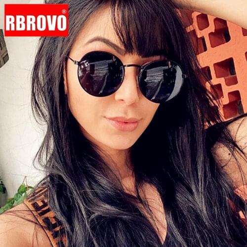 RBROVO 2021 Round Sunglasses Women Vintage Oculos Women Sunglasses Ocean Pink Mirror Sun Glasses For Men Lentes De Sol Mujer