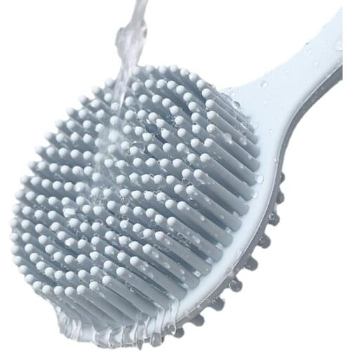 Long Handle Multifunctional Silicone Brush Body Double-Sided Bath Shower Brush Back Massage Exfoliation Wisp Body Scrub Brush