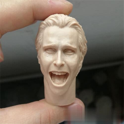 Unpainted 1/6 Scale Bale Open Mouth Version Head Sculpt Model For Action Figure Dolls Painting Exercise No.145