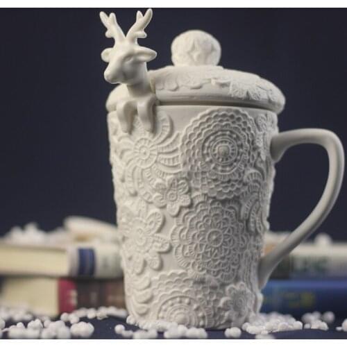 Christmas Mugs Cute Milu Deer Coffee Cup Milk Cups Snow Ceramic Mug Breakfast Cup Christmas Gift