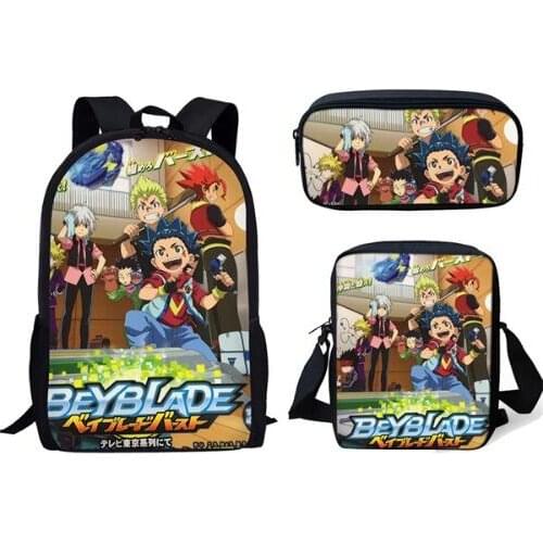 Fashion Beyblade Burst Game 3Pcs Set Backpack 3D Anime Print Student School Rucksack Teenager Schoolbags Softback