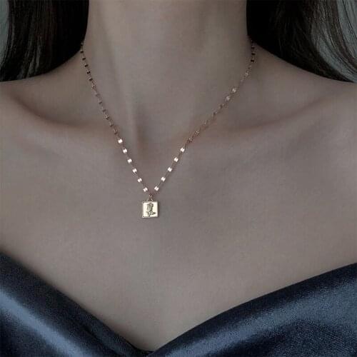 S925 Sterling Silver Necklace for Women Simple Light Luxury Retro Rose Flower Clavicle Chain Jewelry Accessories Wholesale