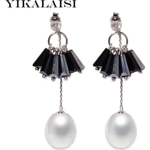 YIKALAISI 925 sterling silver pearl Jewelry earrings new real Natural long earrings fashion jewelry for Women 8-9mm gifts