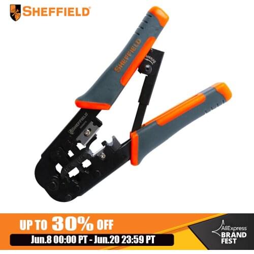 SHEFFIELD S035019 Multifunctional 6P/8P Network Crimping Pliers Cable Wire Stripping Cutting Precision Terminal Crimping Tools