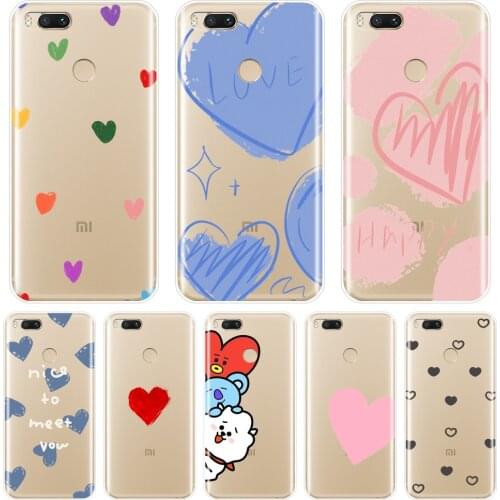 Cute Heart Silicone Phone Case For Xiaomi Mi A1 A2 Lite 8 SE Mi5 Mi6 Mi8 Back Cover For Xiaomi Mi 5 5C 5S 5X 6 6X Plus 8 SE Lite