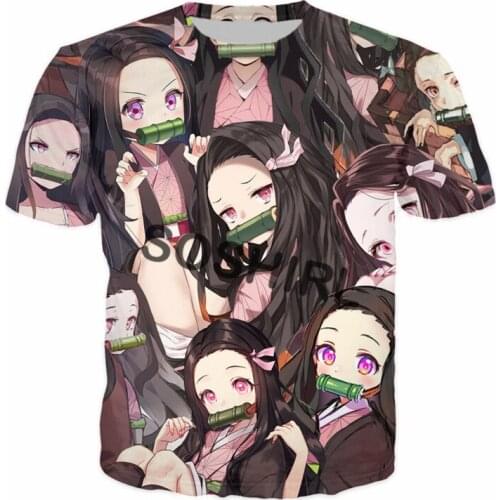 SOSHIRL Ghost Killer Anime T Shirt Hipster Funny Kamado Nezuko T-shirt Kimetsu No Yaiba Summer Streetwear Harajuku Classic Tops