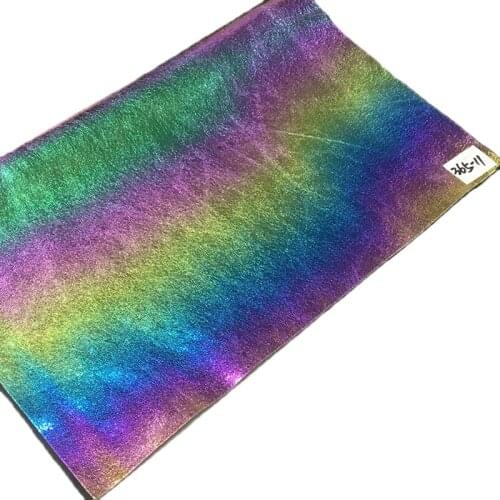 135x30cm Texture Embossed Rainbow Mirror Reflective Effect Colorful PU Faux Leather Fabric Sheet for Shoe/Bag/DIY Accessorie