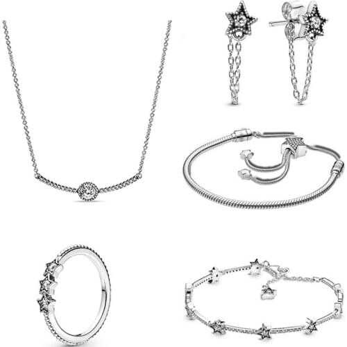 XIAOYI 100% 925 sterling 2019 new winter sky with dense star ring necklace suitable for women and high quality gifts