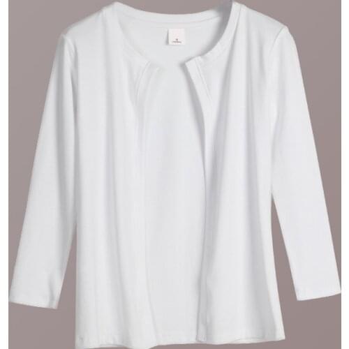 Women cotton cuasual coat Lady office jacket O-NECK Three Quarter Sleeve all match women tops