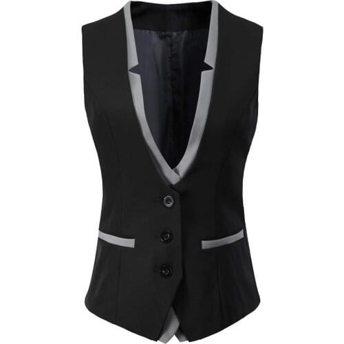 Womens stitching color slim-fitting vest V-neck business professional ladies jacket office formal workwear vest