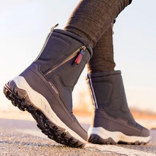 Winter Hiking Mens Shoes Couple Snow Boots Plus Velvet Warm Side Zipper Outdoor Casual Short Boots Resistance Woman Boots