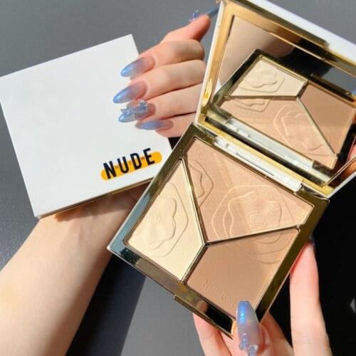 3D Bronzer Highlighter 3Colors High-gloss Trimming Plate Long-Lasting Contouring Bronzer Contouring blush Face Makeup TSLM1