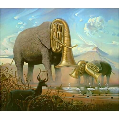 5D DIY Full Round Diamond Painting African Elephant & Swan Cross Stitch 3D Embroidery Rhinestone Mosaic Home Decor Gift Y1557