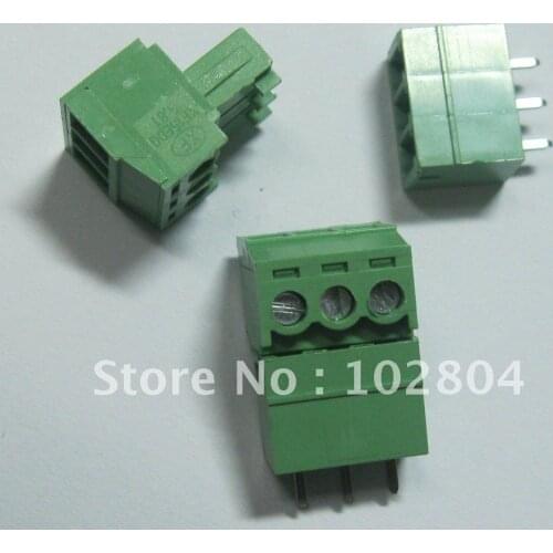 60 pcs 3pin/way Pitch 3.81mm Screw Terminal Block Connector Green Color T Type with pin