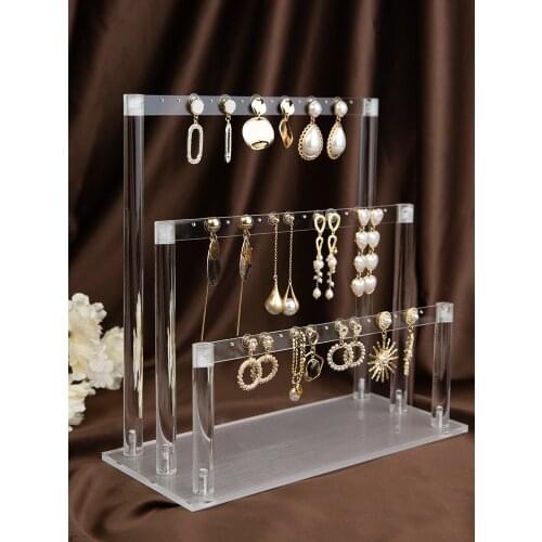 Acrylic Earrings Pendant Display Holder Jewelry Display Stand Clear 3 Layers Earrings Display Rack