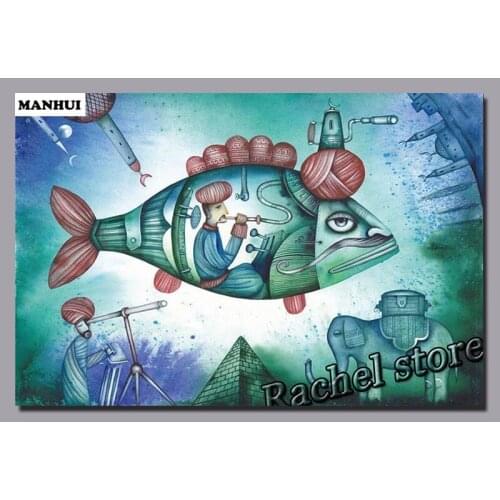 Diamond Embroidery Diy Diamond Painting Cross Stitch Kits Diamond Mosaic Cartoon flying fish Full Square Diamond Embroider FB064