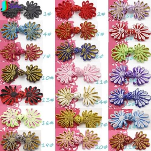 DIY Necessary Chrysanthemum Design Flower Shaped Satin Knot Button for Cheongsam 21Colours S0143