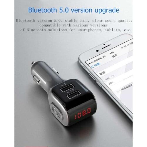 Bluetooth version V5.0 A01 Mini Double USB Car Charger Bluetooth Car MP3 HiFi Player Fast Charger FM Transmitter