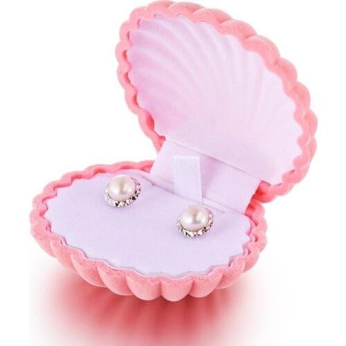 Shell Shape Velvet Jewelry Boxes for Earrings Necklace Bracelet Organizer Travel Portable Jewelry Storage Case Girls Gift Box