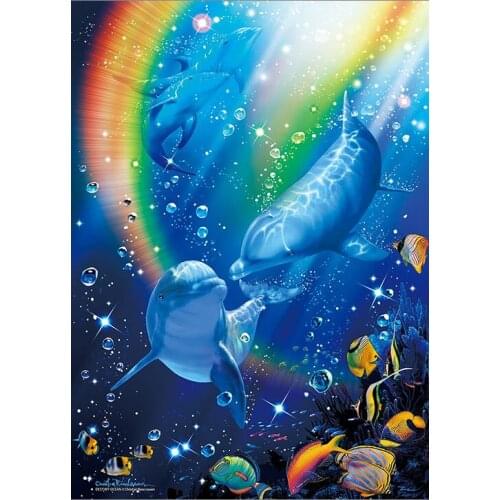 Dream dolphin The wooden puzzle 1000 pieces ersion jigsaw puzzle white card adult childrens educational toys
