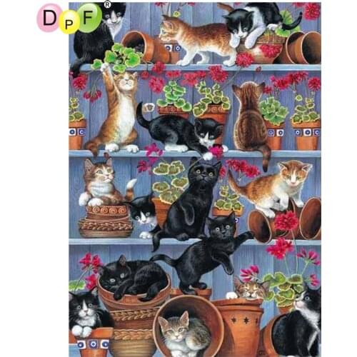 DPF DIY Naughty cat 5D wall painting diamond mosaic square diamond painting cross stitch home decor diamond embroidery crafts