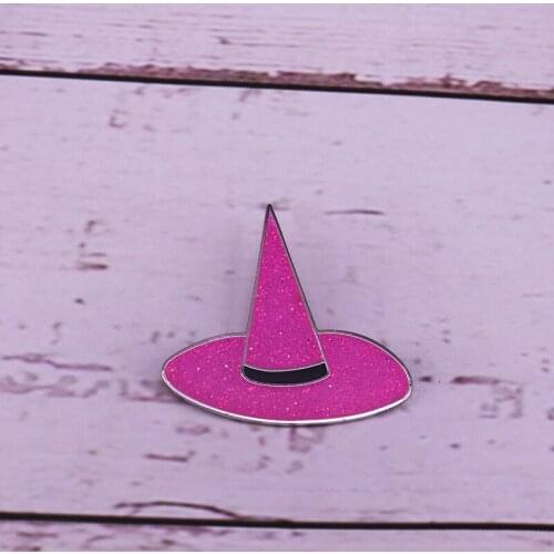 Glitter Kawaii witch hat enamel pin