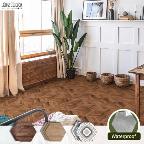 Funlife American Style Wood Design Floor Tiles Sticker Waterproof For Bathroom Decor Wooden Anti Skid Adhesive Floor Vinyl Decal
