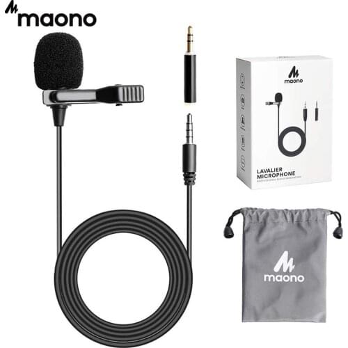 MAONO Lavalier Microphone Smart Clip-on Omnidirectional Condenser Lapel Mic Handsfree Interview Vocal Video Mic