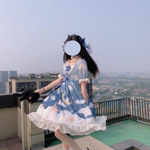 Sweet Lolita Dress White Feather Star Dream Light Lolita Dress Op Japanese Princess Vintage Gothic Tea Party Dress