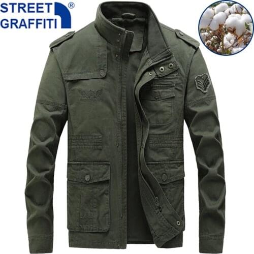 2021 Men New Autumn Casual Military Cargo Jacket Mens Cotton Bomber Jackets Men Spring Stand Collar Windbreaker Jacket Coat