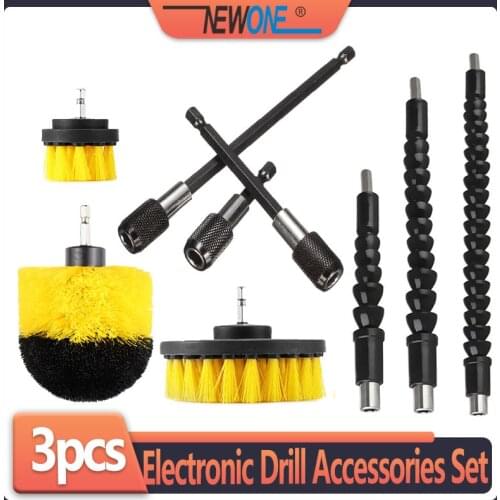 3pcs Accessories Scrubber clean Brush/Flexible Shaft Extension Screwdriver Drill Bit Tool accessory set for electric drill