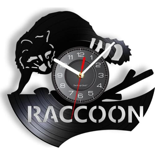 Woodland Animal Wall Art Raccoon Home Decor Wall Clock Racoon Woodland Vinyl Record Clock Kid Room Nursery Raccoon Wall Decor
