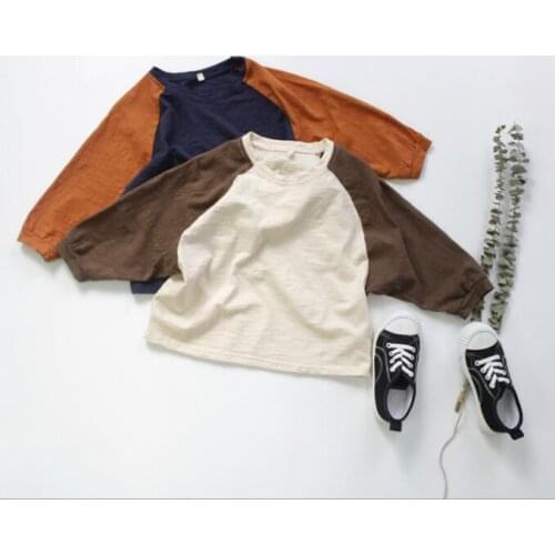 2020 New Girls Boys Patchwork T-Shirt Autumn Fashion Cotton Kids Top 2-7 years QW309