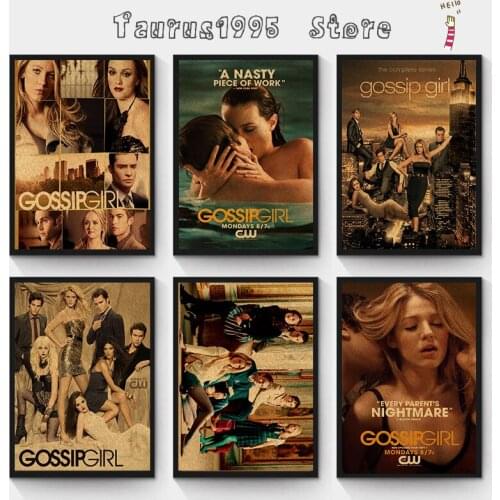 New Gossip Girl Vintage Kraft Paper Movie Poster Home Decoration Wall Decals Art Removable Classic Retro Poster Wall Stickers