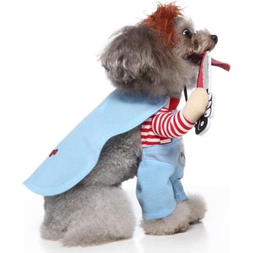 A Pet Dog Funny Clothes Holding Cutter Halloween Christmas Dog Cat Cosplay Costume Raccoon for Pet Festival Party Clothing