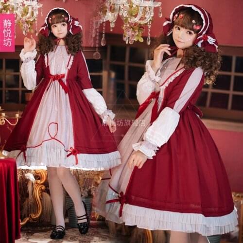 Original Little Bonny Rose Op Dress Lolita Dress Lo Long Sleeve Autumn and Winter Little Red Riding Hood Christmas Lolita