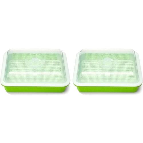 Seed Sprouter Tray PP Healthy Alfalfa Wheatgrass Seeds Grower with Cover,2 Size Small Holes Grid