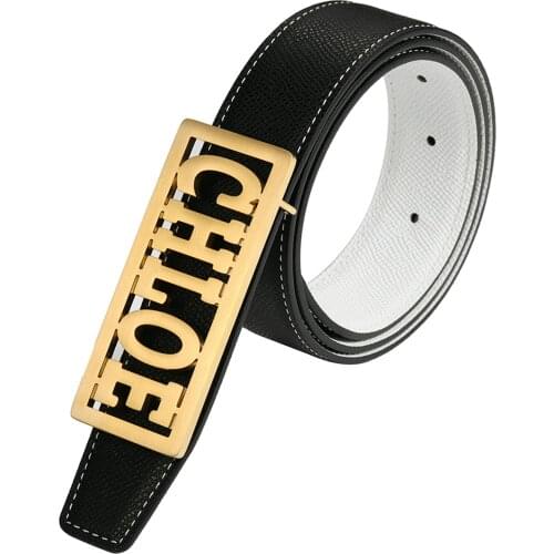 Fashion High Quality Belt Custom Framed Alphabet Belt Buckle Woman Cowskin Double-Sided Belt Birthday Gift For Best Friend