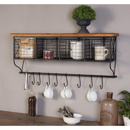 Retro industrial wind grid wall decoration rack hook cafe office home wall American ornaments