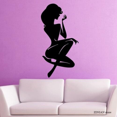 Sexy Beautiful Woman Wall Decals Naked Girls Art Mural Wall Stickers Removable Wallpaper Home Decoration H046