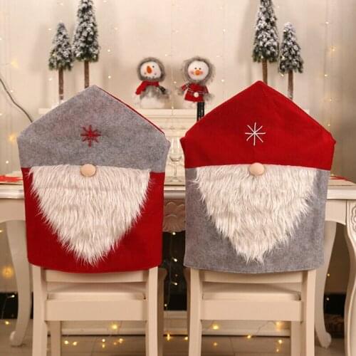 Removable Xmas Dining Chair Covers Slipcovers Kitchen Home Chair Backrest Covers