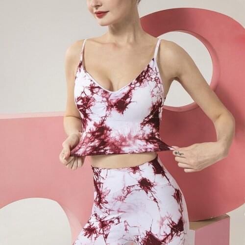 Sports Bra High Strength Running Padded Women Tie Dyed Seamless Brassiere Sport Bra Top For Yoga Fitness Workout Active Wear