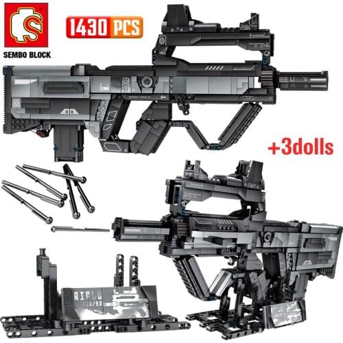 SEMBO City Police Weapon Electric Gun Building Block Military WW2 Wandering Earth Assault Rifle Figures Bricks Toys For Children